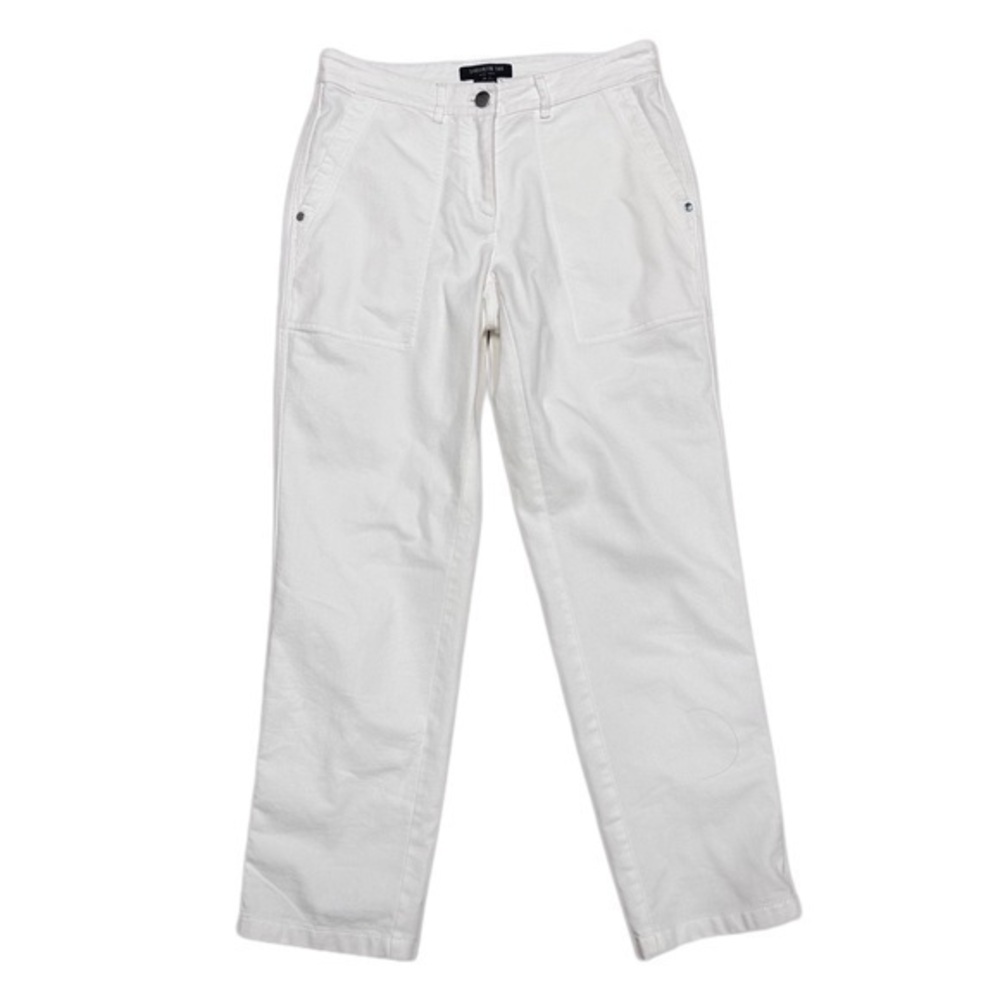 Lafayette 148 New York Patch Pocket White Straight Leg Denim Jeans Size‎ 0